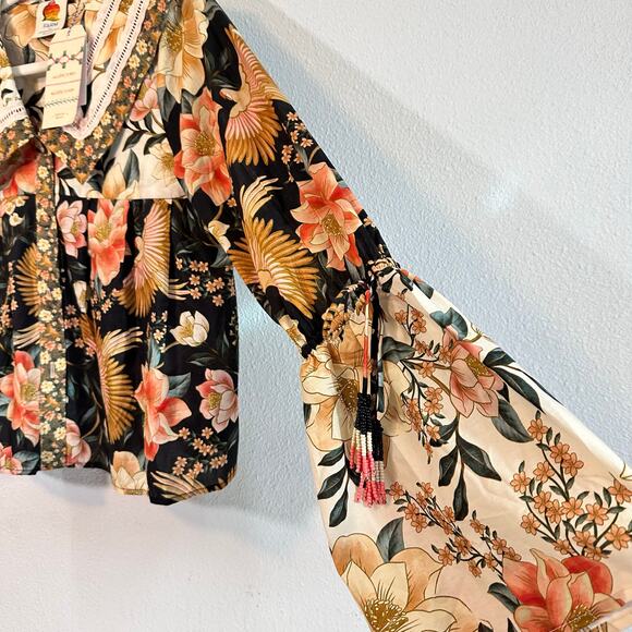 NWT~ FARM Rio Collared Embroidered Floral Blouse, Size M | Anthropologie - Picture 5 of 10